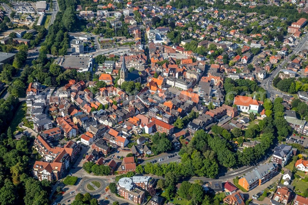 Werne from the bird's eye view: Old Town area and city center in Werne in the state North Rhine-Westphalia, Germany