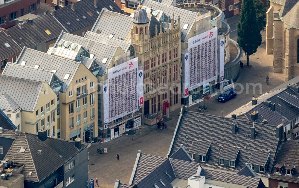 Wesel from above - Old Town area and city center in Wesel in the state North Rhine-Westphalia