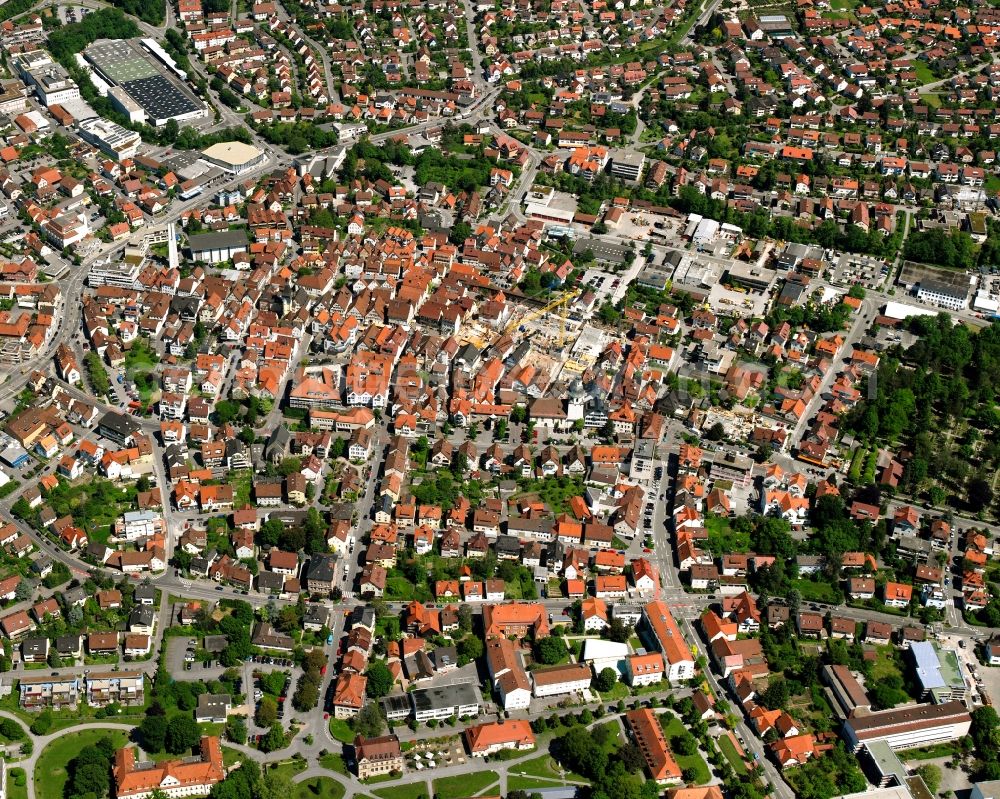 Aerial image Winnenden - Old Town area and city center in Winnenden in the state Baden-Wuerttemberg, Germany