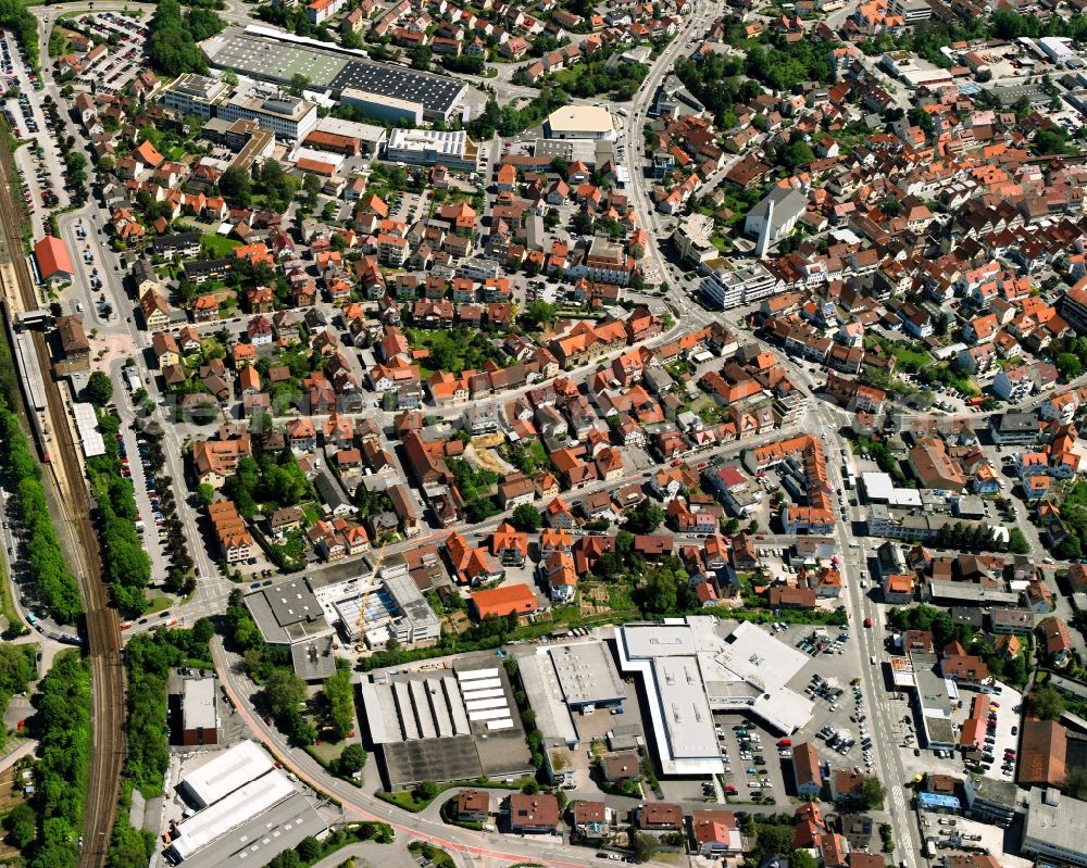 Aerial photograph Winnenden - Old Town area and city center in Winnenden in the state Baden-Wuerttemberg, Germany