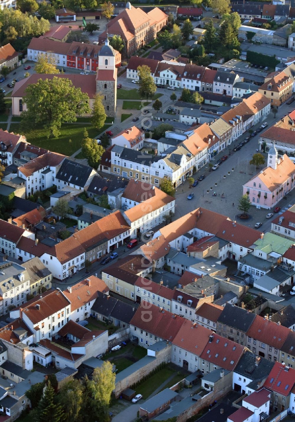 Aerial photograph Zehdenick - Old Town area and city center in Zehdenick in the state Brandenburg, Germany