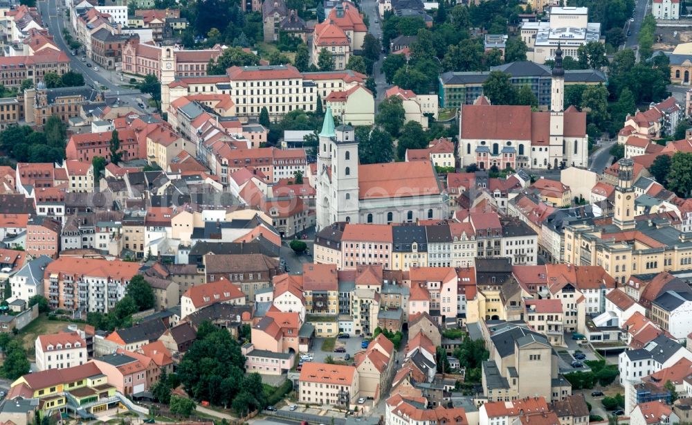 Aerial image Zittau - Old Town area and city center of Zittau in the state Saxony, Germany