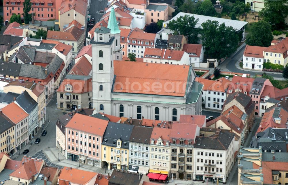 Zittau from above - Old Town area and city center of Zittau in the state Saxony, Germany