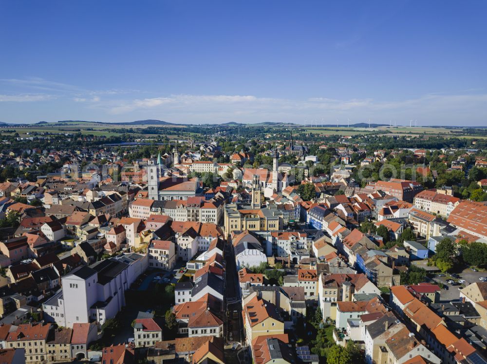 Zittau from above - Old Town area and city center of Zittau in the state Saxony, Germany