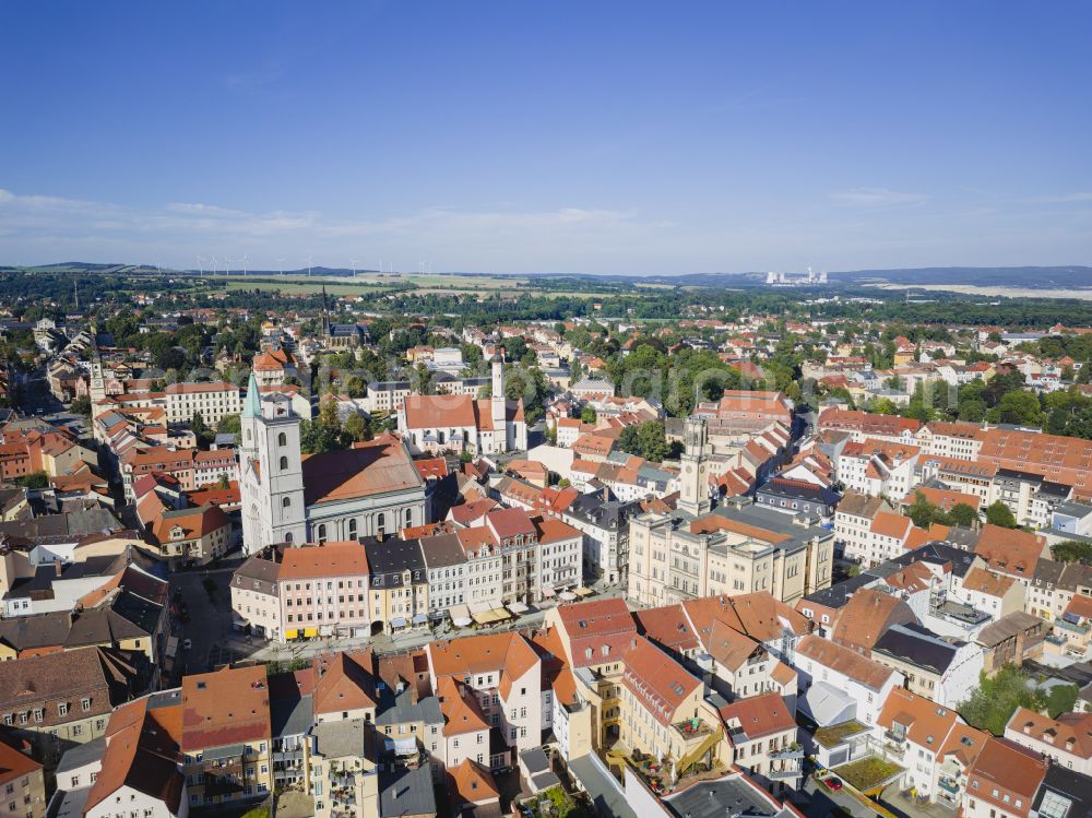 Zittau from the bird's eye view: Old Town area and city center of Zittau in the state Saxony, Germany