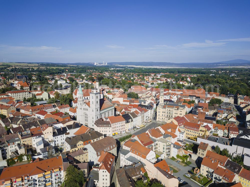 Aerial image Zittau - Old Town area and city center of Zittau in the state Saxony, Germany