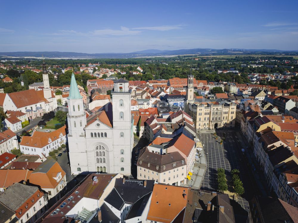 Zittau from above - Old Town area and city center of Zittau in the state Saxony, Germany