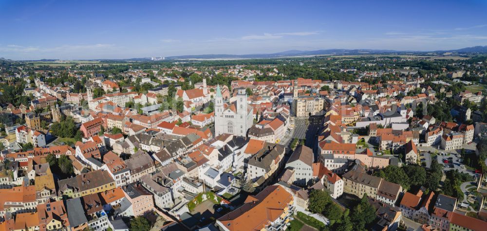 Aerial photograph Zittau - Old Town area and city center of Zittau in the state Saxony, Germany