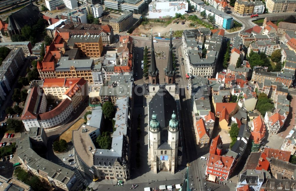 Halle / Saale from above - The old town area of St. Mary's Church from the Red Tower at Market Square in the center of Halle (Saale)