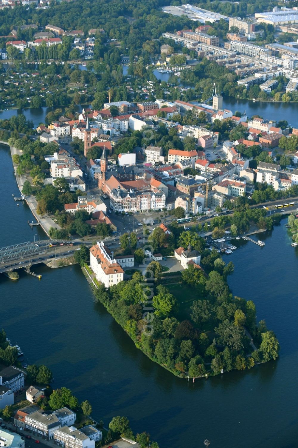 Berlin from the bird's eye view: Old Town area and city center in the district Koepenick in Berlin, Germany