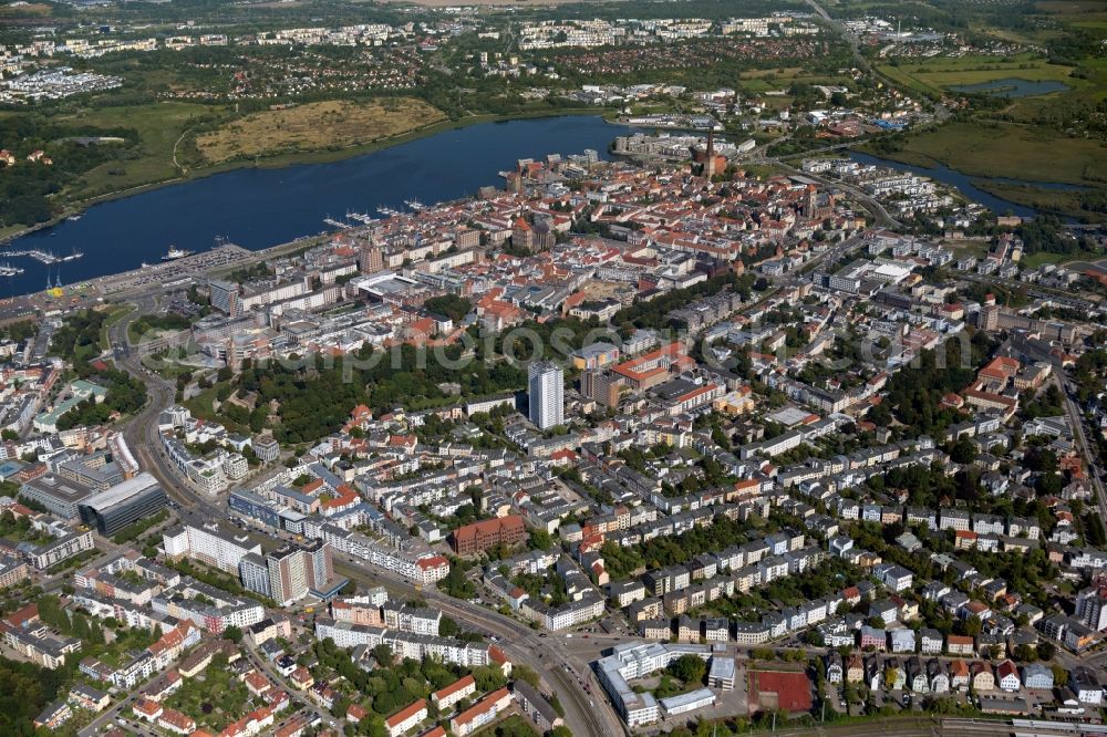 Aerial photograph Rostock - Old Town area and city center in Rostock in the state Mecklenburg - Western Pomerania, Germany