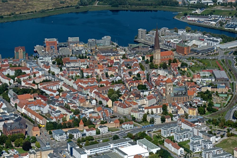 Rostock from the bird's eye view: Old Town area and city center in Rostock in the state Mecklenburg - Western Pomerania, Germany