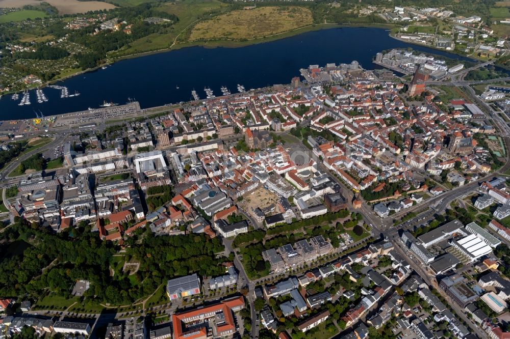 Aerial image Rostock - Old Town area and city center in Rostock in the state Mecklenburg - Western Pomerania, Germany