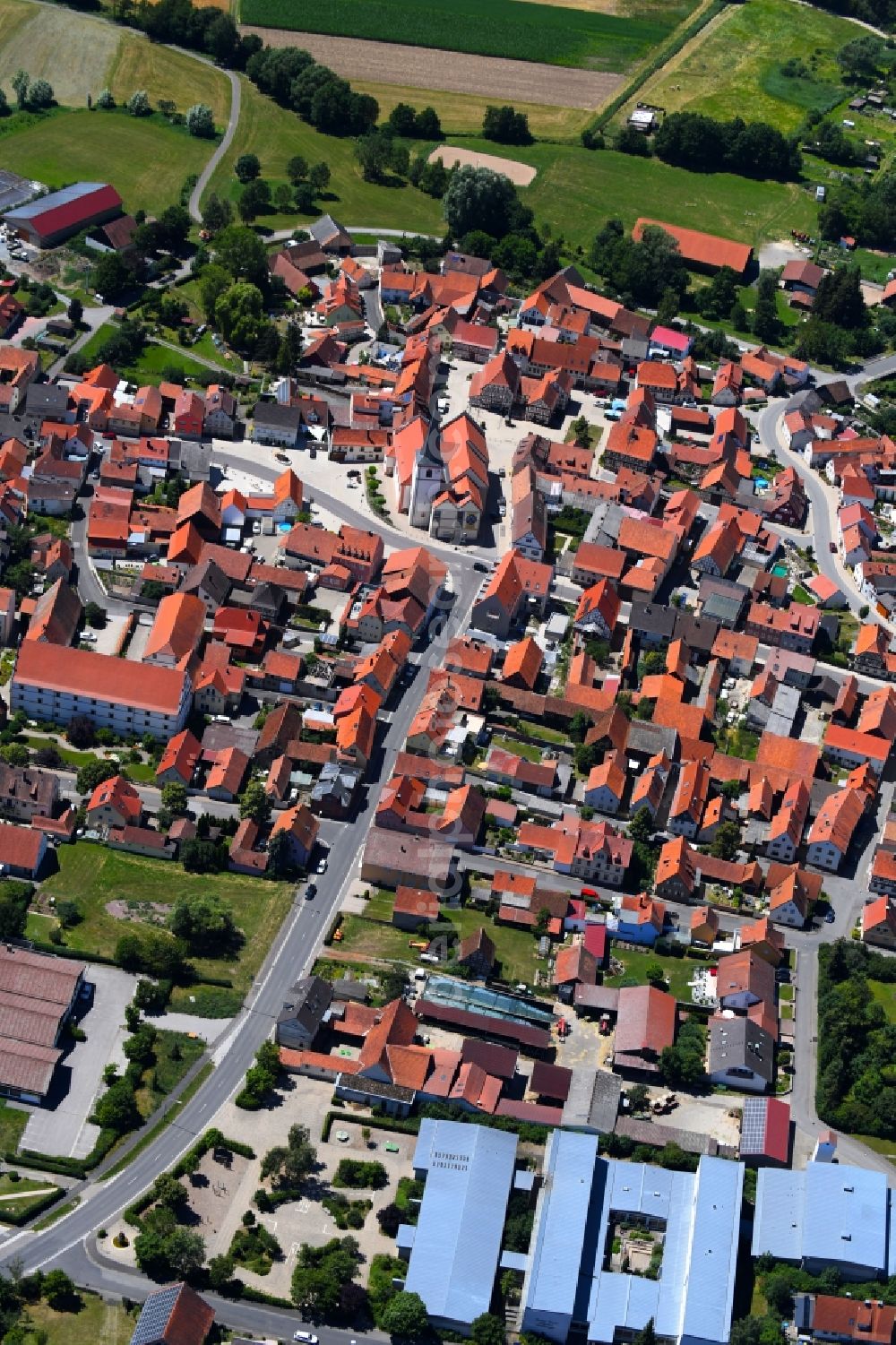 Aerial image Stadtlauringen - Old Town in Stadtlauringen in the state Bavaria, Germany