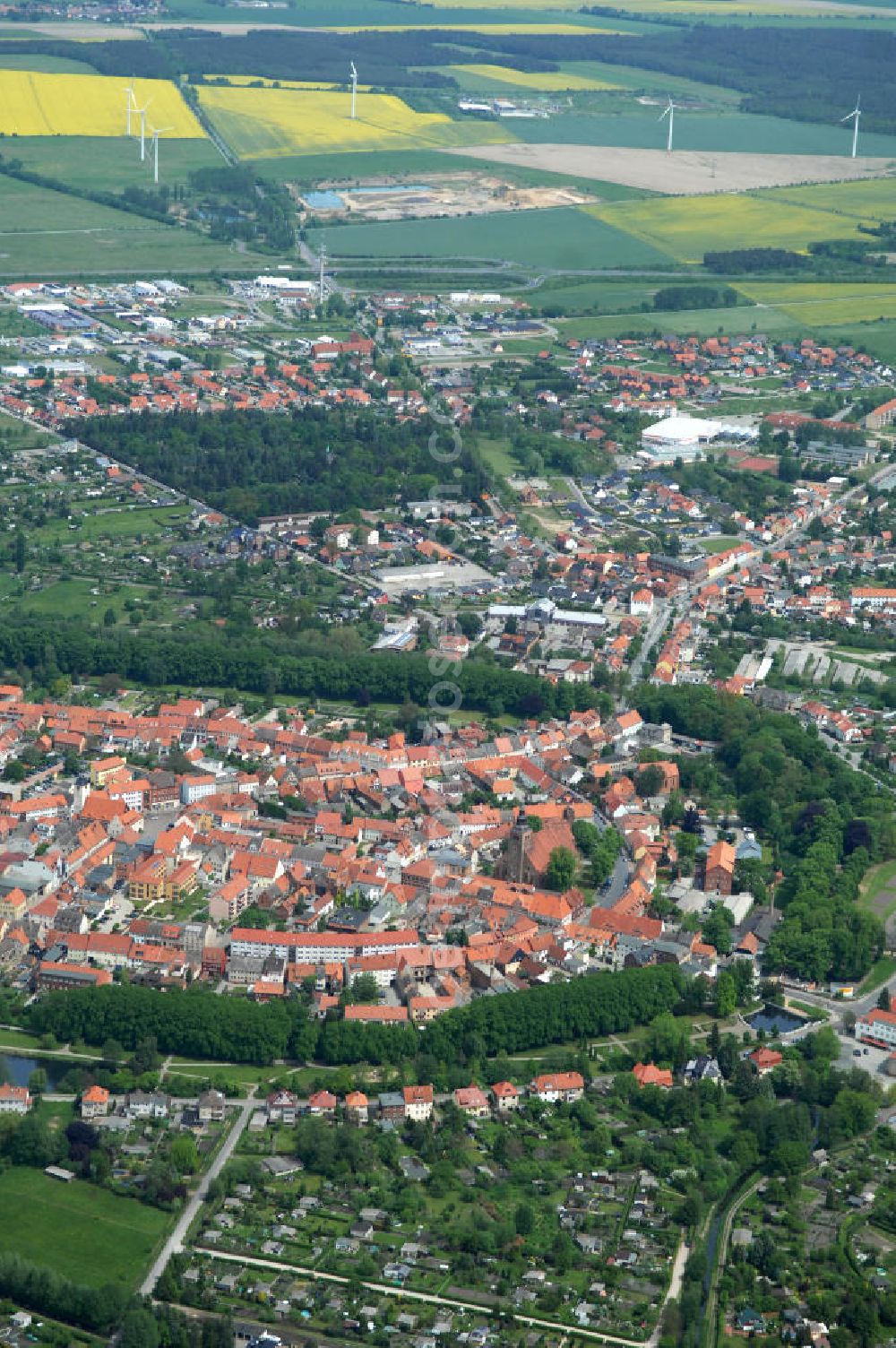 Gardelegen from the bird's eye view: Old town centre of the Hanseatic city Gardelegen in Saxony-Anhalt