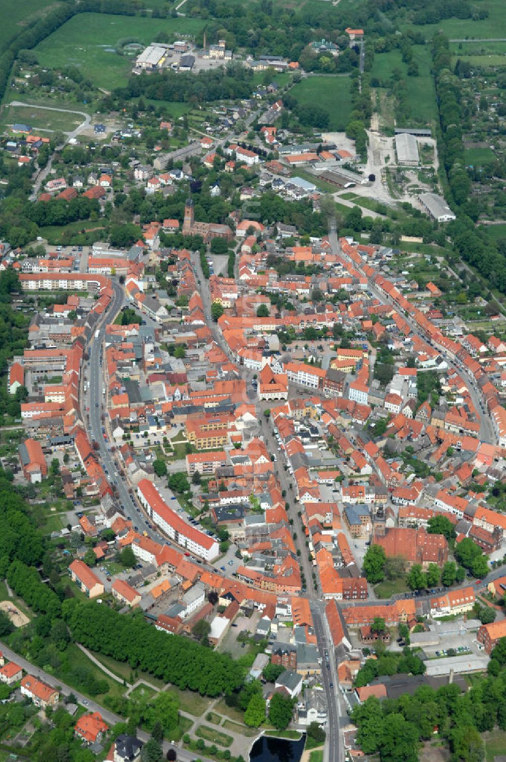 Aerial photograph Gardelegen - Old town centre of the Hanseatic city Gardelegen in Saxony-Anhalt