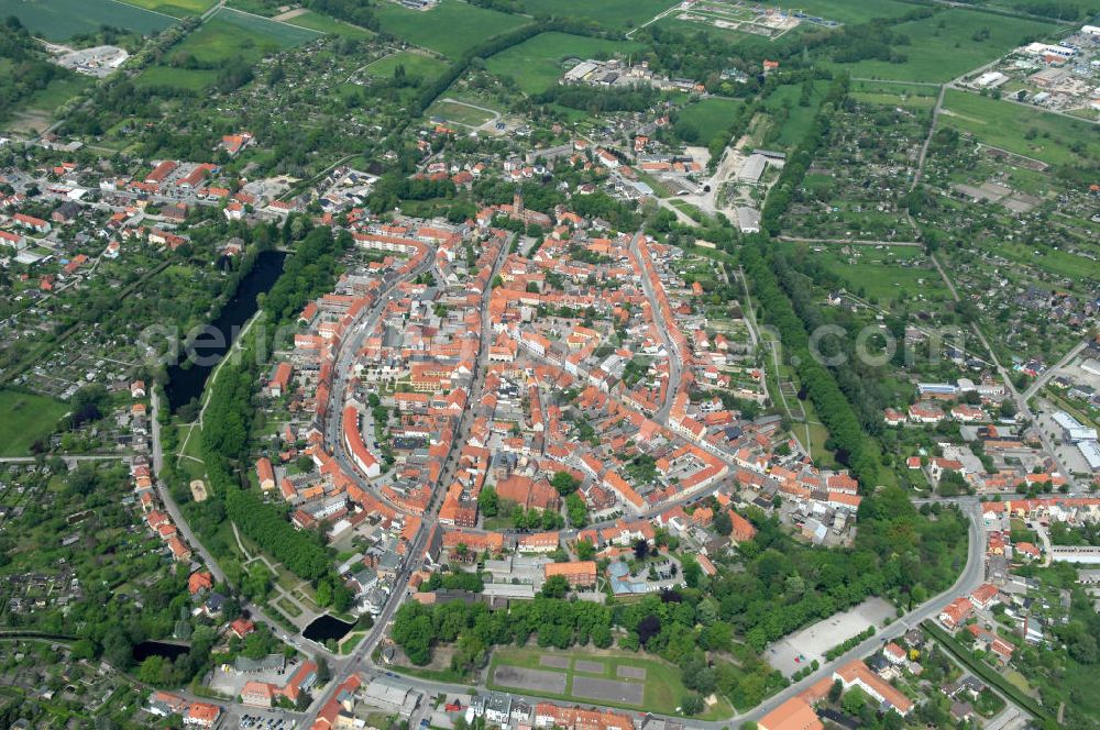 Gardelegen from the bird's eye view: Old town centre of the Hanseatic city Gardelegen in Saxony-Anhalt