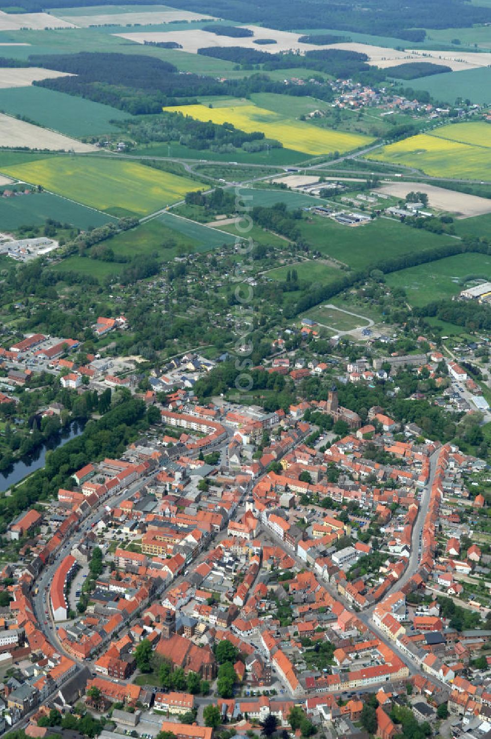 Aerial image Gardelegen - Old town centre of the Hanseatic city Gardelegen in Saxony-Anhalt