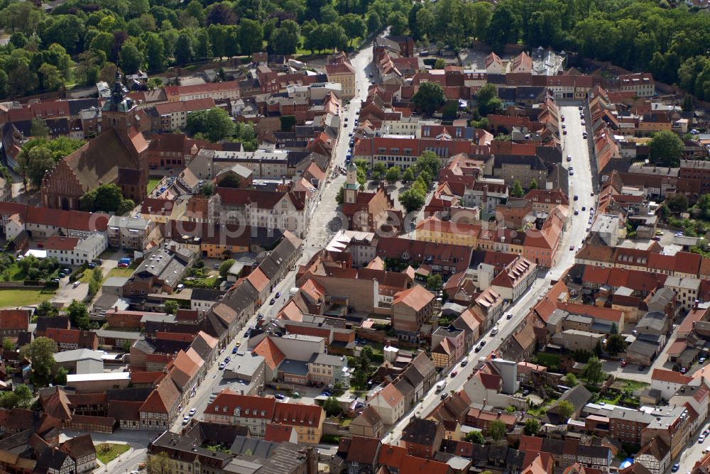 Wittstock from the bird's eye view: Blick auf den Altstadtkern und das Stadtzentrum von Wittstock/Dosse in Brandenburg