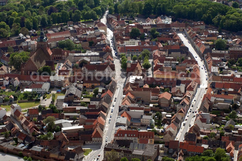 Wittstock from above - Blick auf den Altstadtkern und das Stadtzentrum von Wittstock/Dosse in Brandenburg