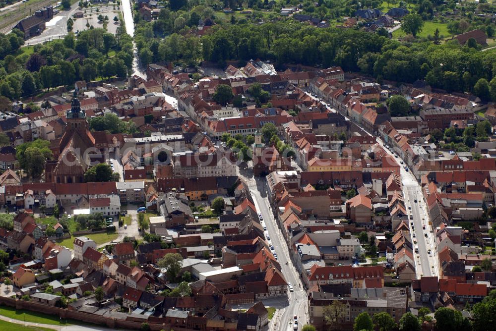 Wittstock from the bird's eye view: Blick auf den Altstadtkern und das Stadtzentrum von Wittstock/Dosse in Brandenburg