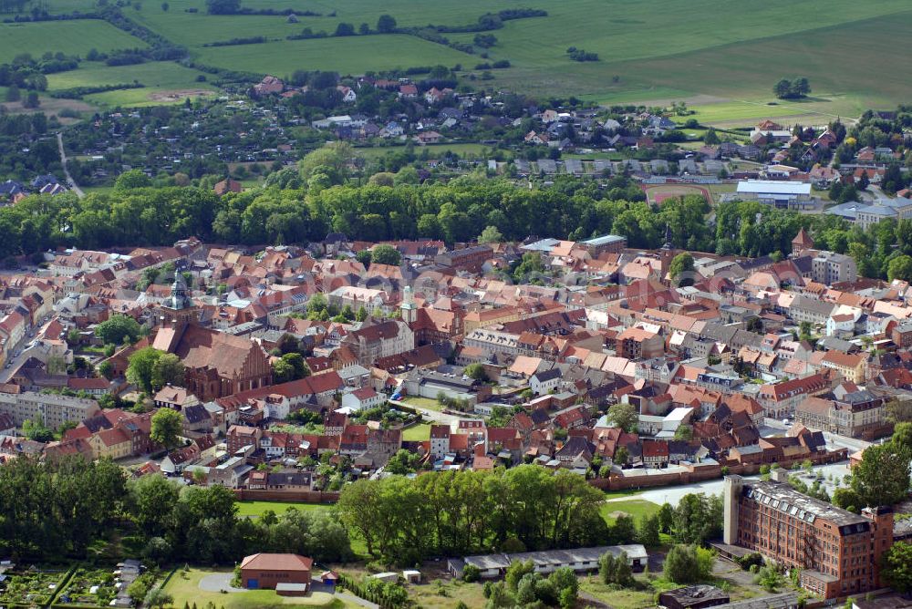 Wittstock from the bird's eye view: Blick auf den Altstadtkern und das Stadtzentrum von Wittstock/Dosse in Brandenburg