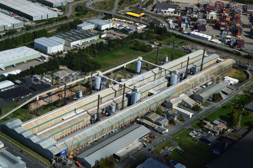 Hamburg from the bird's eye view: Aluminum plant TRIMET aluminum SE in Hamburg