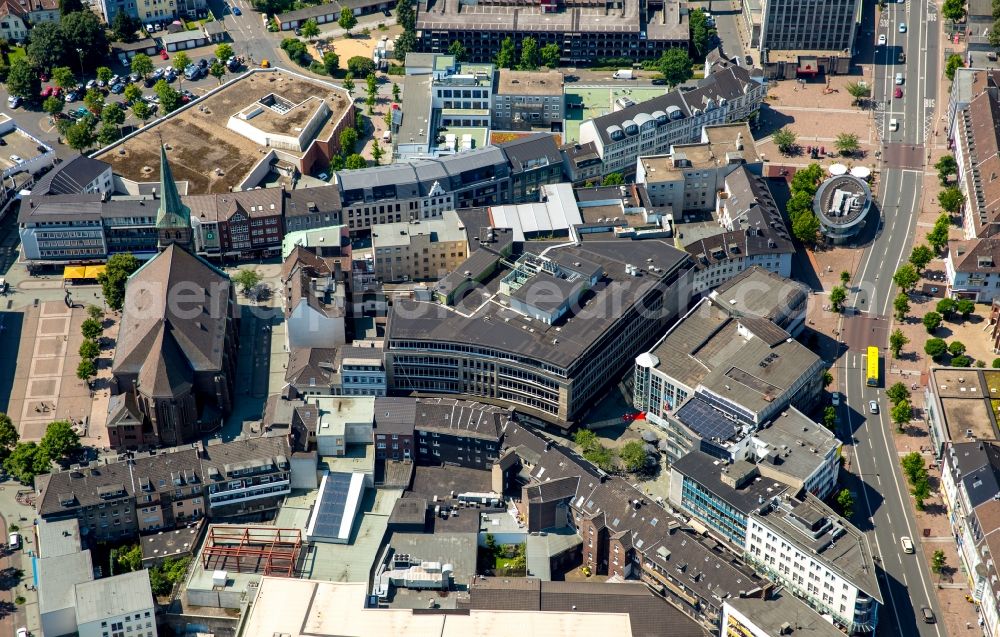 Aerial image Bottrop - Ensemble space Am Pferdemarkt in the inner city center in Bottrop in the state North Rhine-Westphalia