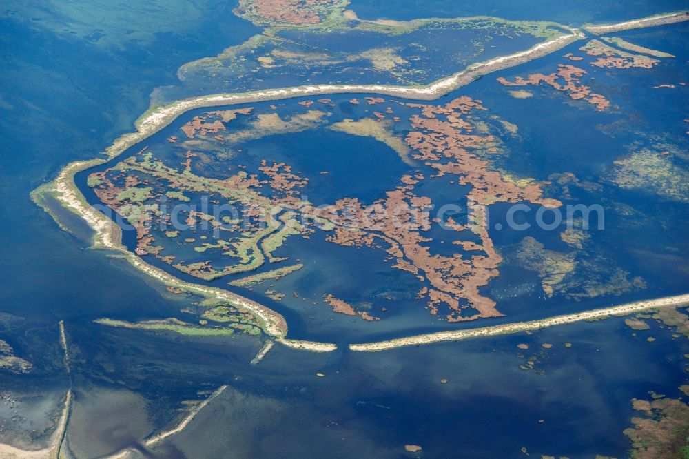 Aerial image Koronisia - Ambracian Gulf of the Ionian Sea in Koronisia in Greece. The National Park of the amvrakikos wetlands is located on the northern edge of the Gulf