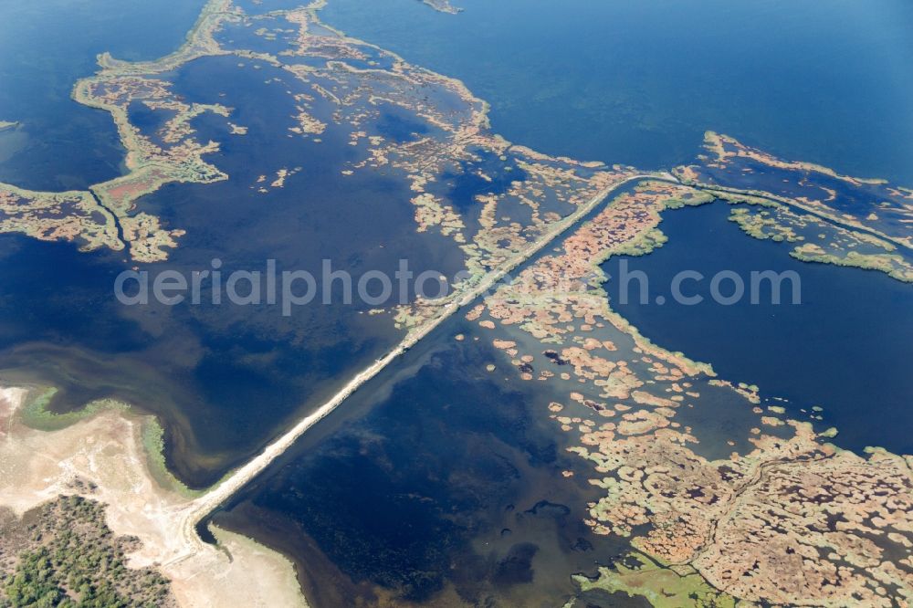 Koronisia from the bird's eye view: Ambracian Gulf of the Ionian Sea in Koronisia in Greece. The National Park of the amvrakikos wetlands is located on the northern edge of the Gulf