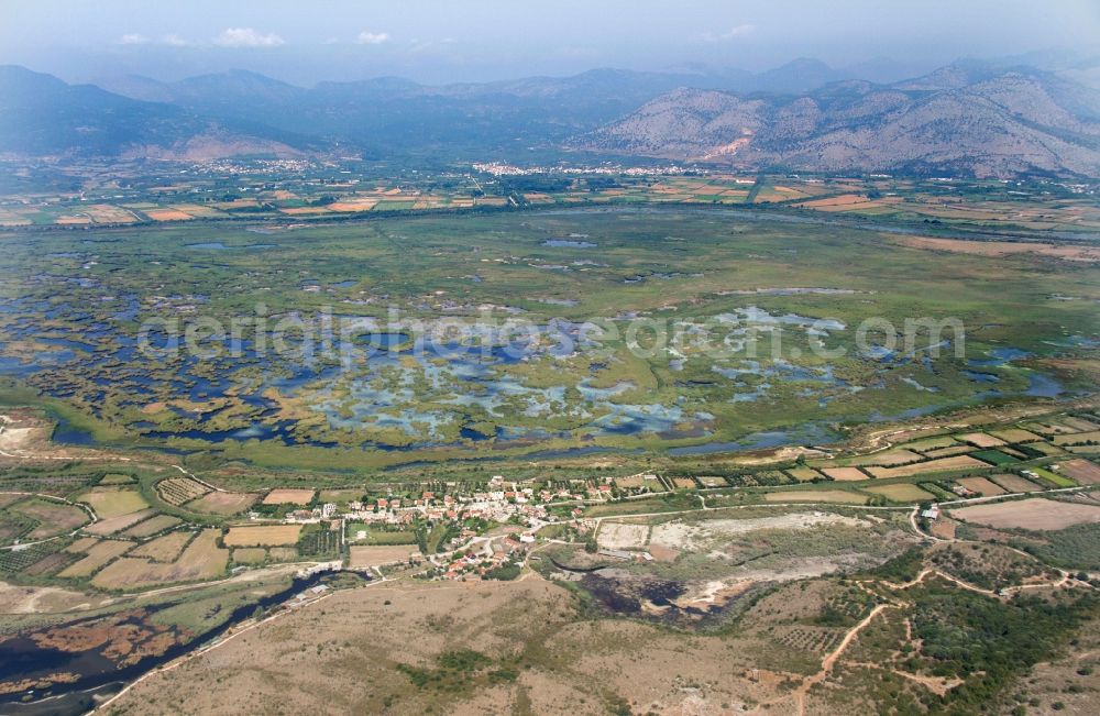 Aerial photograph Koronisia - Ambracian Gulf of the Ionian Sea in Koronisia in Greece. The National Park of the amvrakikos wetlands is located on the northern edge of the Gulf