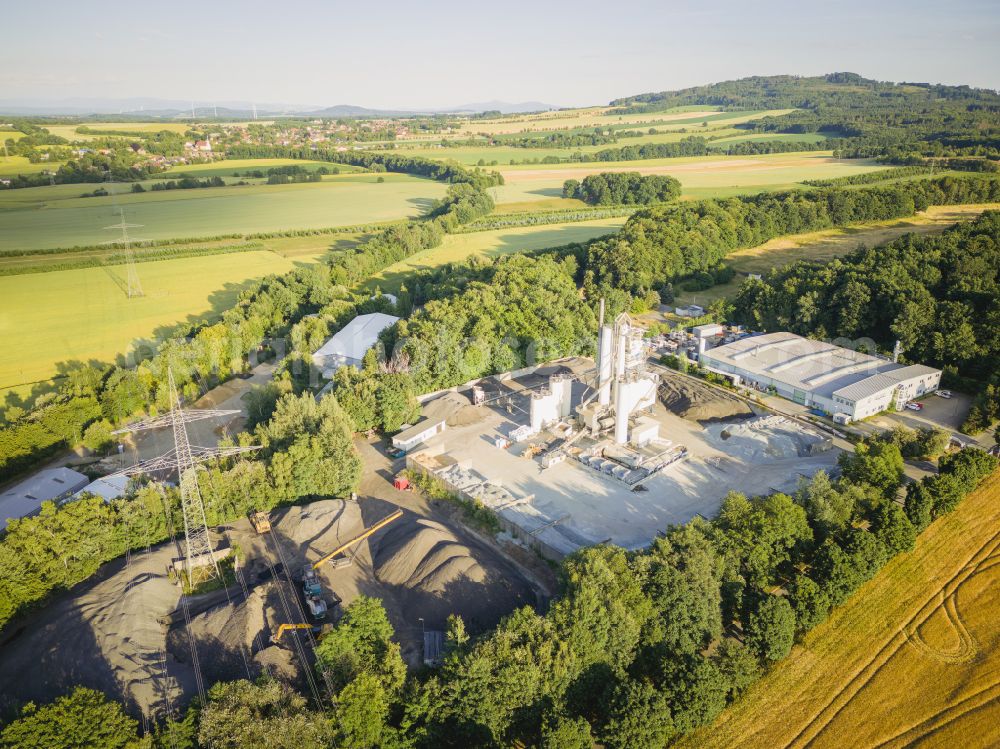 Kottmar from above - AMOS Asphalt GmbH - Niedercunnersdorf mixing plant in Kottmar in the state of Saxony, Germany