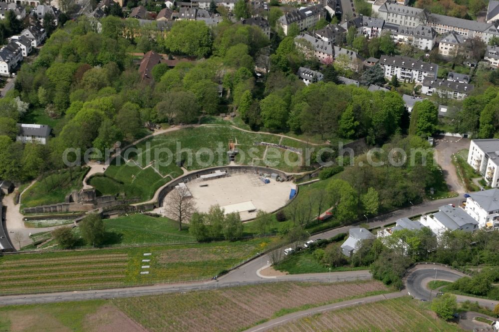 Aerial photograph Trier - The amphitheater from the Roman period on the Bergstrasse in Trier in Rhineland-Palatinate