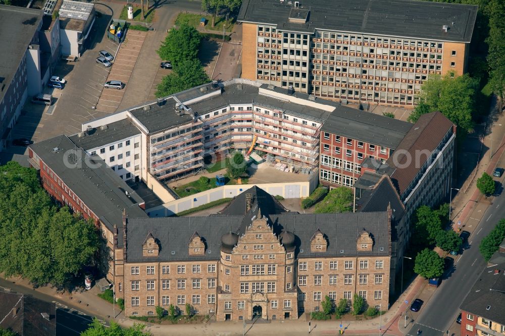 Oberhausen from above - District Court at the Court Street in Oberhausen in North Rhine-Westphalia