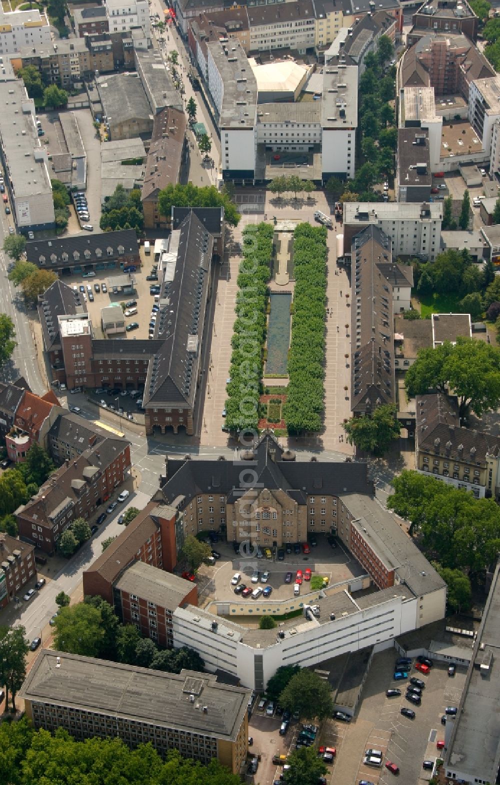 Oberhausen from above - District Court at the Court Street in Oberhausen in North Rhine-Westphalia