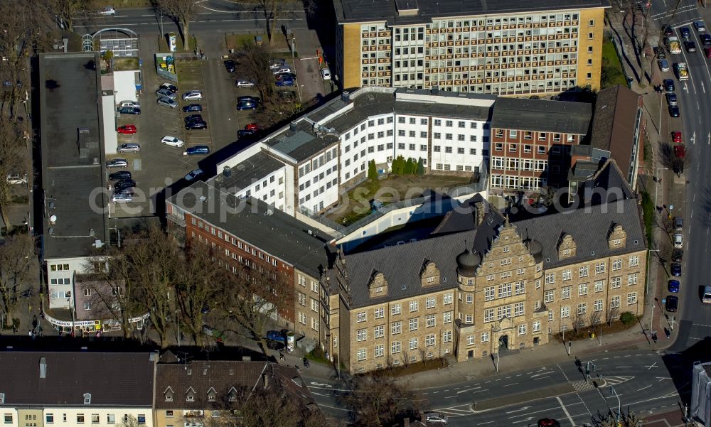 Aerial image Oberhausen - District Court at the Court Street in Oberhausen in North Rhine-Westphalia