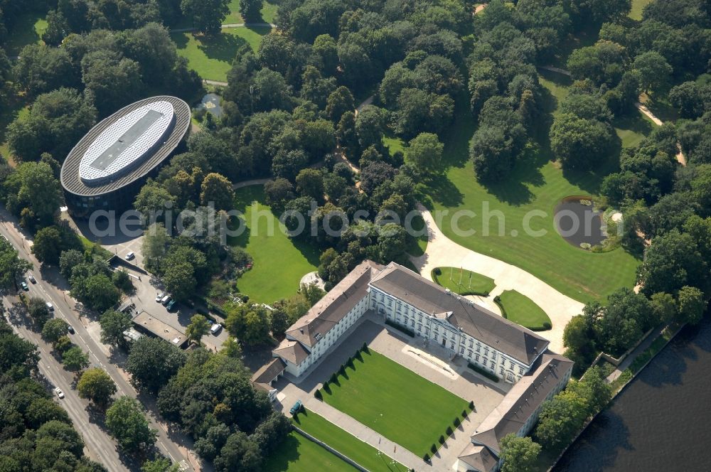 Berlin from the bird's eye view: Palais site of the Federal President in the park of Schloss Bellevue on Spreeweg in the Tiergarten in Berlin