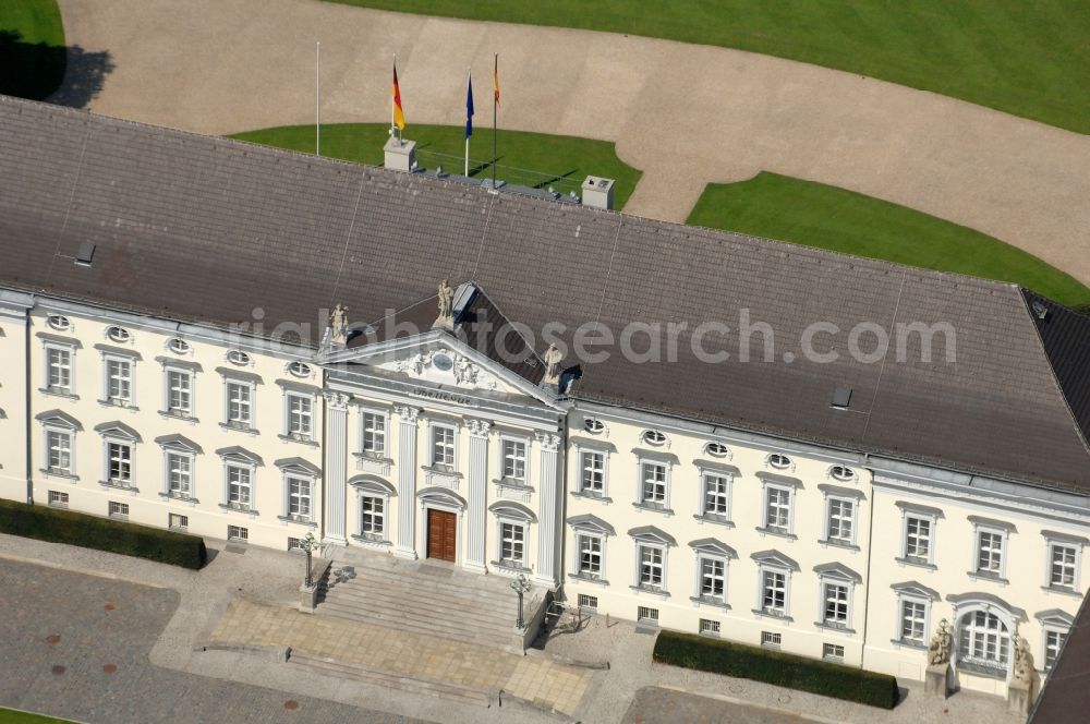 Berlin from above - Palais site of the Federal President in the park of Schloss Bellevue on Spreeweg in the Tiergarten in Berlin