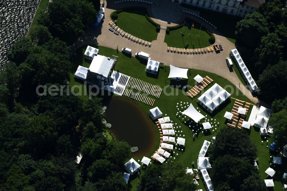 Berlin from above - Palais site of the Federal President in the park of Schloss Bellevue on Spreeweg in the Tiergarten in Berlin