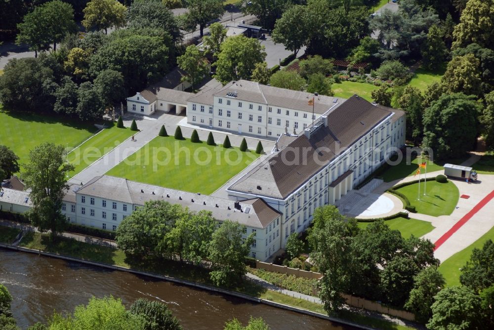 Berlin from above - Palais site of the Federal President in the park of Schloss Bellevue on Spreeweg in the Tiergarten in Berlin