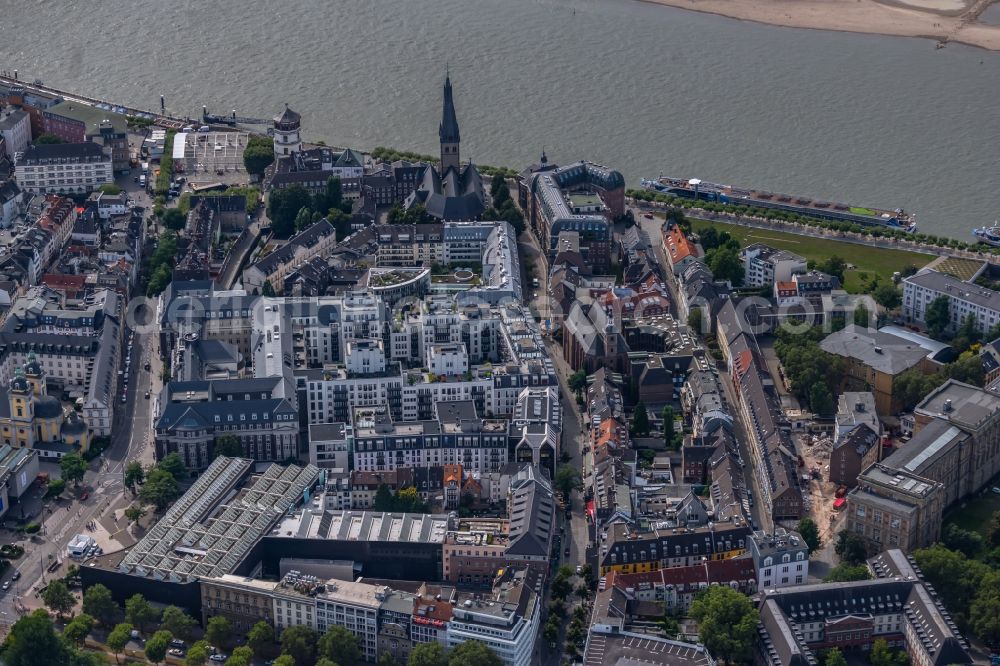 Düsseldorf from the bird's eye view: Residential complex Andreasquartier on the mill street in Dusseldorf in the federal state of North Rhine-Westphalia