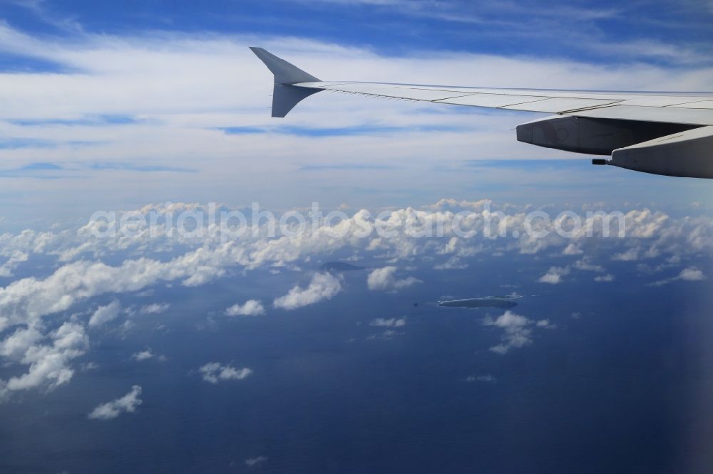 Grand Baie from the bird's eye view: Indian Ocean. Approaching the holiday island Mauritius with an Airbus A380