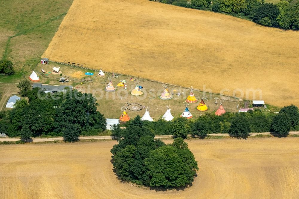 Klocksin from above - Site of the holiday-park Klax Indianerdorf in Klocksin in the state Mecklenburg - Western Pomerania