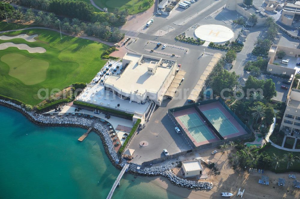 Ras Al Khaimah from above - Complex of the Al Hamra Golf Club in the arab emirate Ras Al Khaimah. The golf club is part of the Al Hamra Village Project, the second largest construction project of Ras Al Khaimah. The project is realized by the state-owned company Al Hamra Real Estate