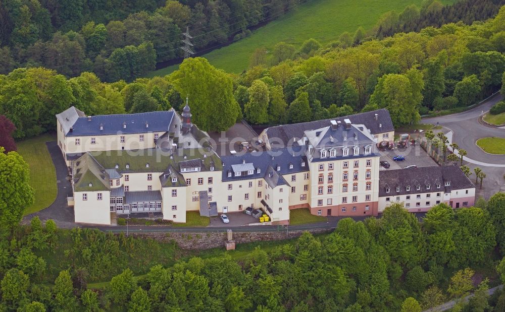 Bad Laasphe from above - System of Wittgenstein Castle near Bad Laasphe in North Rhine-Westphalia