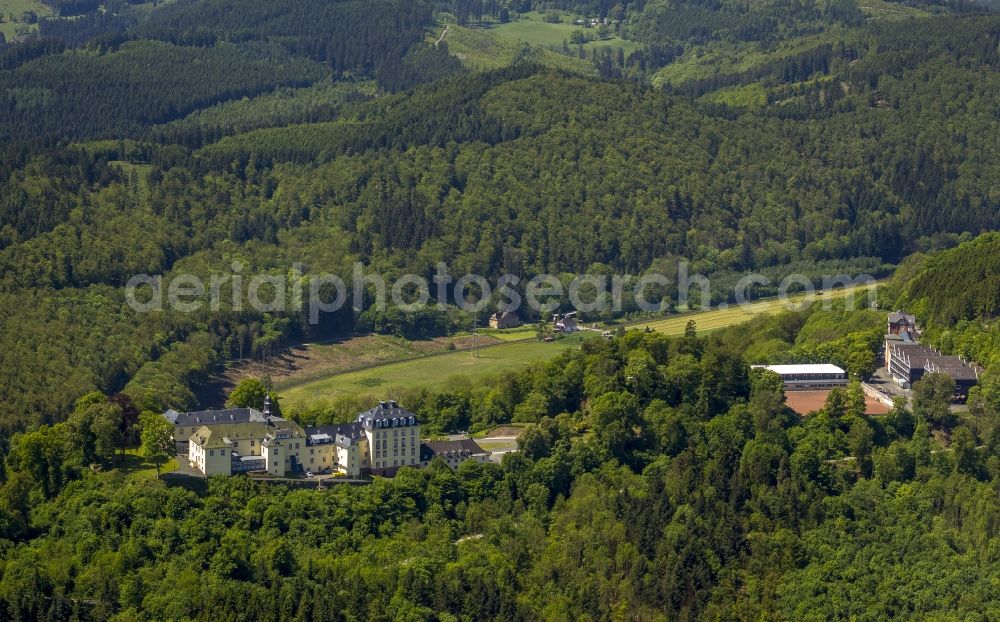 Bad Laasphe from above - System of Wittgenstein Castle near Bad Laasphe in North Rhine-Westphalia