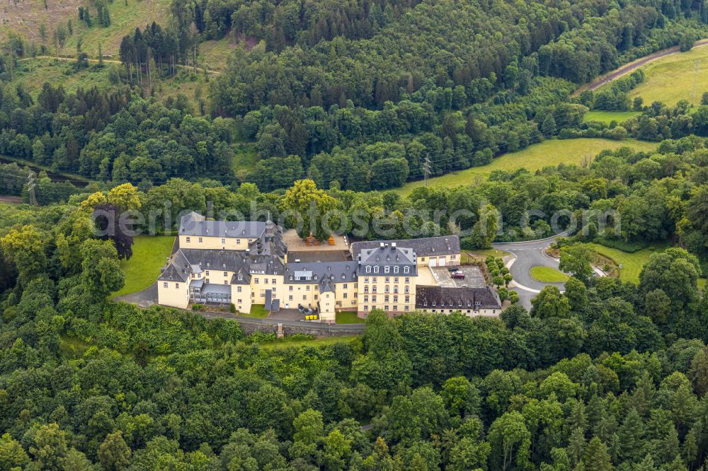 Bad Laasphe from the bird's eye view: Castle of Schloss Wittgenstein in Bad Laasphe on Siegerland in the state North Rhine-Westphalia, Germany