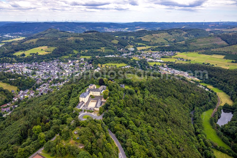 Aerial image Bad Laasphe - Castle of Schloss Wittgenstein in Bad Laasphe on Siegerland in the state North Rhine-Westphalia, Germany