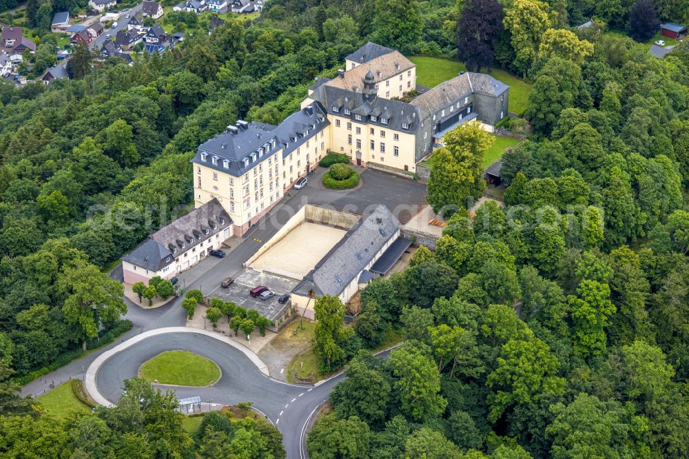 Bad Laasphe from above - Castle of Schloss Wittgenstein in Bad Laasphe on Siegerland in the state North Rhine-Westphalia, Germany