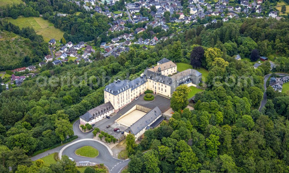 Bad Laasphe from the bird's eye view: Castle of Schloss Wittgenstein in Bad Laasphe on Siegerland in the state North Rhine-Westphalia, Germany